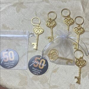 Gold 50th Anniversary Key Bottle Openers